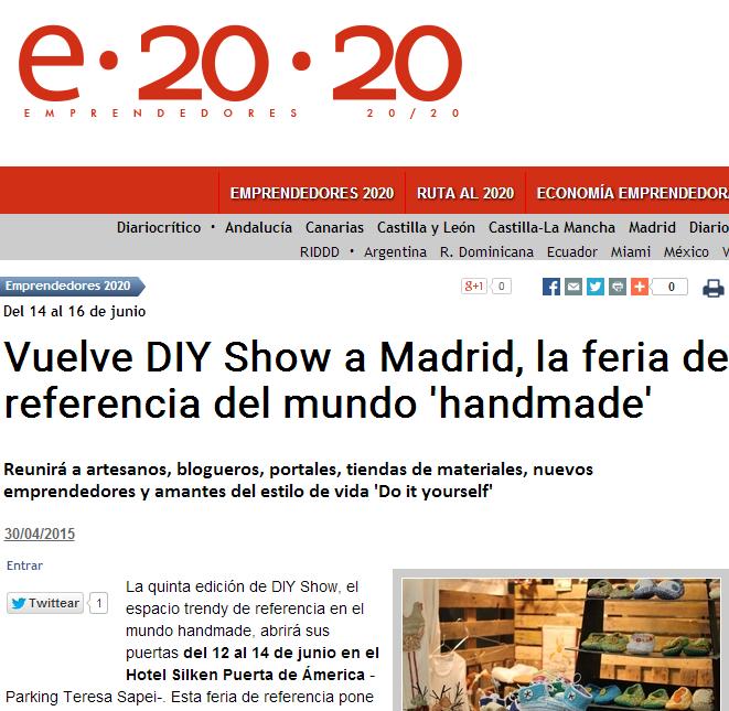 Diariocritico.com, Diario online, Sección: Emprendedores 2020 (30/04/2015)