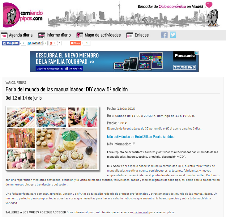 Comiendopipas.com, actividades en Madrid (14/06/15)