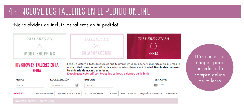 4.- INCLUYE LOS TALLERES EN EL PEDIDO ONLINE