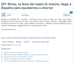 Economia today habla sobre DIY Show