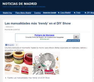 Noticias de Madrid publica en su web el evento DIY Show