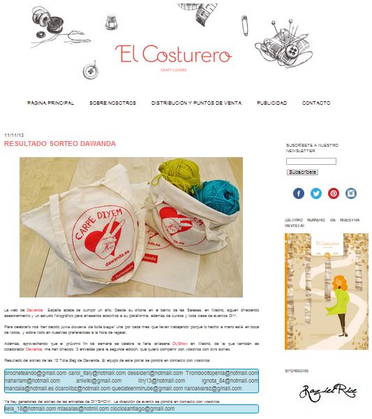 El costurero magazine, blog sobre el diseño y la creatividad (11-11-13)