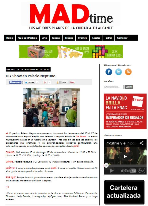 Madtime, ocio y cultura en Madrid (14-11-13)