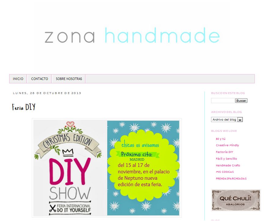 Zona handmade, blog sobre el mundo craft 28-10-13