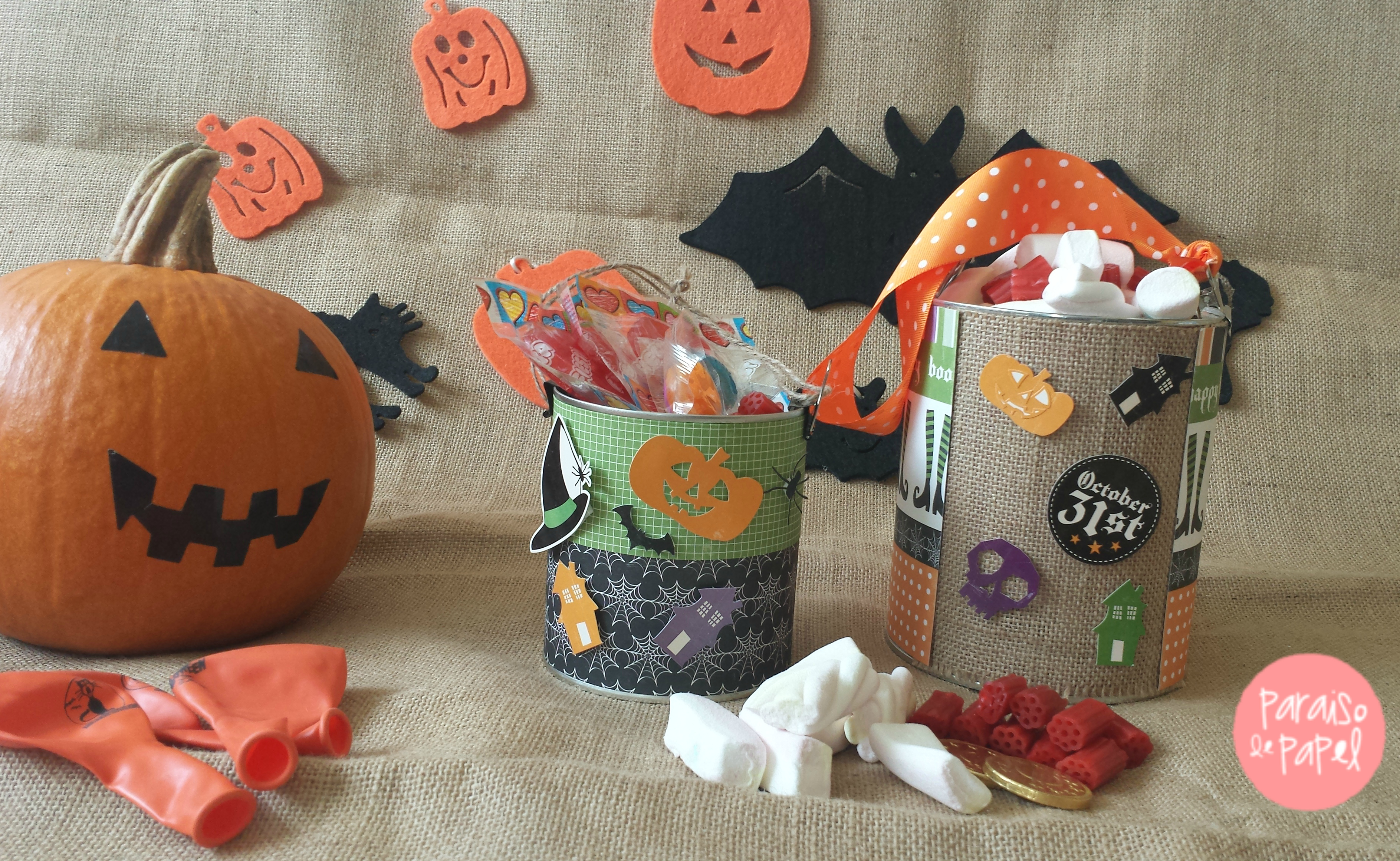 Cubo de chuches para Halloween