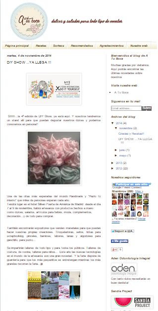A Tu Boca, blog de repostería creativa (04/11/2014)