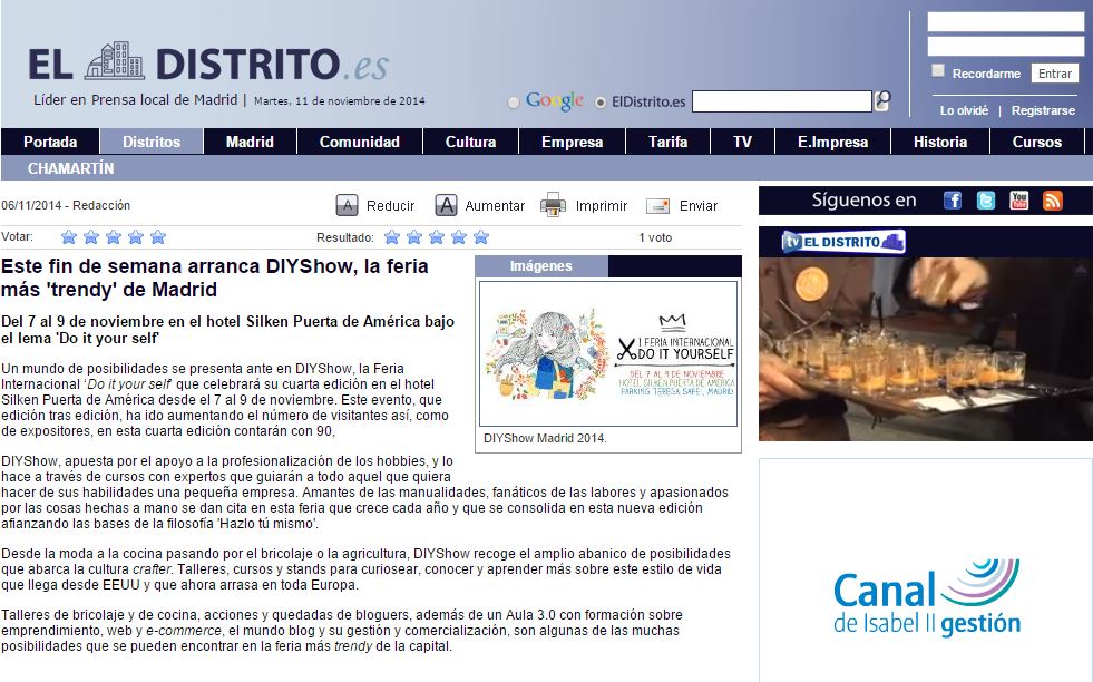 El Distrito.es, periódico de noticias de Madrid (06/11/2014)
