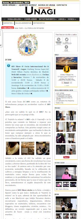 Unagi Magazine, blog de ocio (23-09-2014)